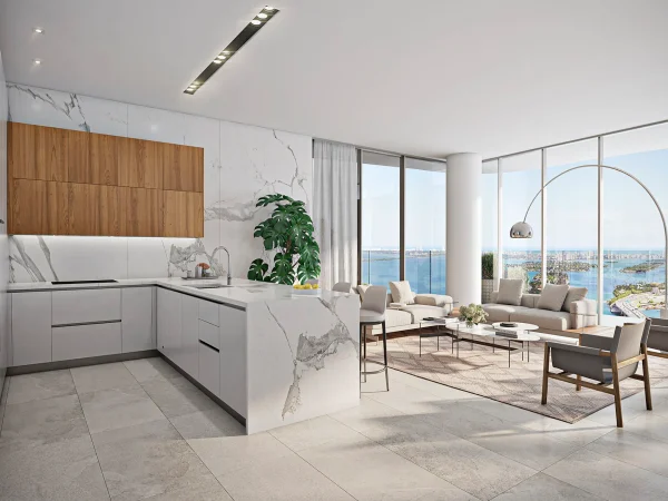 Rendering-of-Casa-Bella-Residences-Kitchen-and-Living-Room-Flow-Through